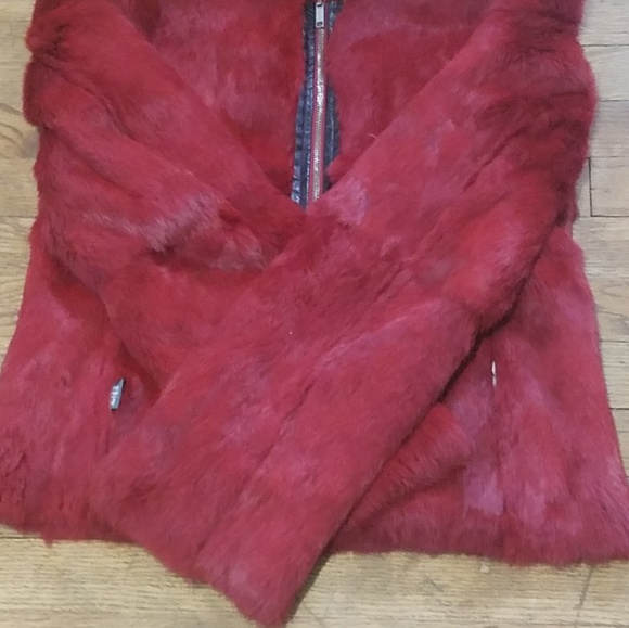 Bomb Boogie red dyed Rabbit fur coat - Picture 6 of 7